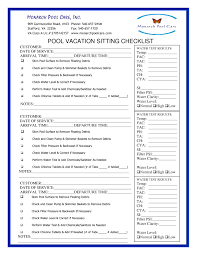 Mpc Pool Vacation Sitting Checklist 2018 Monarch Pools