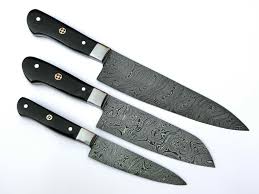 damascus kitchen knives set with