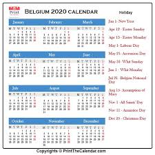 2020 Holiday Calendar Belgium Belgium 2020 Holidays