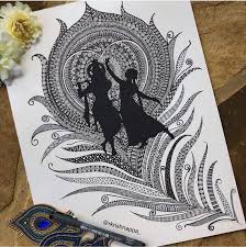 Radha Krishna On Peacock Feather Art Print Wall Decor Image 1 Mandala Design Art Mandala Art Lesson Peacock Feather Art But then again mandala also has a characteristic: pinterest