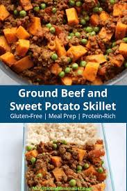 Ground Beef And Sweet Potato Skillet Recipe Made With Ground Beef Sweet Potatoes Curry Ground Beef Recipes Healthy Healthy Ground Beef Healthy Beef Recipes