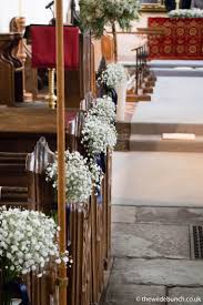 Church Aisle Flowers At North Cadbury Court Church Simple Sprigs Of Gypsophila Tied To Church Wedding Decorations Church Wedding Flowers Wedding Church Aisle
