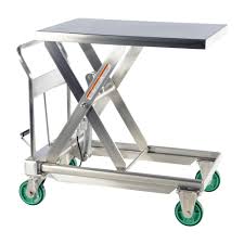 Stainless Lift Table Rolling Cart Hydraulic Pump Corrosion Resistant Cleanroom In 2020 Vestil Scissor Lift Lift Table
