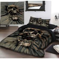Material 100 Cotton Duvet Cover Fastening Type Zippered Duvet Cover Set Contains 1 X Duvet Cover Case 2 X Pillowca Skull Bedroom Skull Bedding Bed Linen Sets
