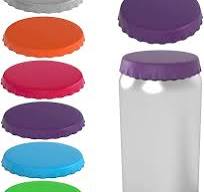 Soda or Beverage Can Lid, Cover or Protector, Fits Standard Soda/Beverage  cans (2 Pack, Purple & Gray)