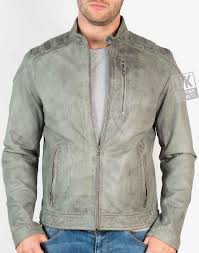Mens Vintage Grey Leather Biker Jacket Kestrel Bertanni Bikerjackets Jackets Leather Jacket Racer Jackets