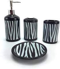 If you are looking for zebra bathroom decor you've come to the right place. Amazon Com Wpm 4 Piece Ceramic Bathroom Accessories Set Zebra Print Our Complete Bath Decor Kit Includes Designer Soap Or Lotion Dispenser Toothbrush Holder Tumbler Soap Dish Home Kitchen