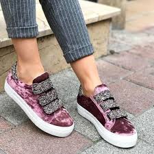 Sim Kaplama 3 Cirt Bantli Pudra Pembe Renk Kadife Bayan Spor Ayakkabi 2019 Bayan Ayakkabi Moda Ayakkabilar Ayakkabilar