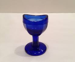 Vintage Eye Wash Cup Cobalt Blue Collectible Glass Pressed Glass Diamond Marked Ocular Use Eye Care Medical Antique Optical Glass Blue Glass Eye Care