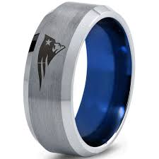 Copy Of 6mm New England Patriots Blue Tungsten Wedding Band Ring Blue Tungsten Tungsten Wedding Bands