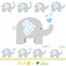 Boy Baby Elephant Clip Art Digital Clipart By Peachandmint 4 50 Elephant Baby Showers Mom And Baby Elephant Elephant Clip Art