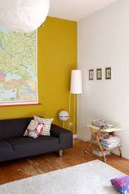 Mustard Wall Light Grey Wall With Wooden Floors Zuhause Wohnen
