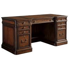 Sligh Richmond Hill Morgan Executive Desk With Faux Leather Writing Surface And Lockable File Drawers Sprintz Furniture Double Pedestal Desks