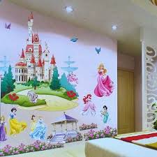 Girls room wallpaper will include lots of pretty designs in bright colors. Large Colorful Princess Castle Wall Sticker Wall Stickers Princess Kids Bedroom Art Disney Princess Wall Stickers