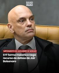O Supremo Tribunal Federal (STF) formou maioria e negou o recurso da defesa  de Jair Bolsonaro sobre a investigação da suposta tentativa de golpe de  Estado. Os advogados do ex-presidente pediam que