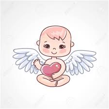 Angel Baby With Heart In Hands On A White Background Greeting Card For Valentine S Day Royalty Free Cliparts Vectors And Stock Illustration Image 122577990