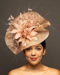 The Hat Girls Exclusive GABBY Peach Colored Hat Fascinator