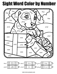 sight word coloring pages free sight word color by number practice