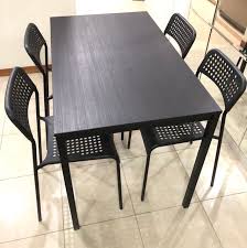 The hole in the middle of the table top keeps your umbrella in place. Ikea Tarendo Black Dining Table With Chairs Furniture Home Living Furniture Tables Sets On Carousell