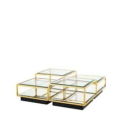 This coffee table set is the perfect height for a cozy couch, and roomy enough for everyone to share. Tortona 4 Piece Coffee Table Set 4 Piece Coffee Table Set Gold Coffee Table 4 Piece Coffee Table
