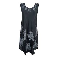 Black Beach Cover Up Mogul Womens Tank Dress Black Printed Sleeveless Beach Cover Up Dresses Womens Tank Dress Black Tank Dress Beach Coverup Dress