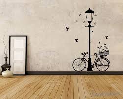 Street Lamp And Bicycle Wall Decal Bike Wall By Easywallart Bicycle Wall Art Wall Painting Decor Wall Paint Designs