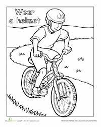 · always were safety equipment while riding such as: Wearing A Helmet Worksheet Education Com Bike Safety Activities Bicycle Safety Coloring Pages