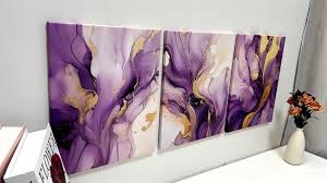 Amazon.com: DOARTDO Abstract Canvas Prints Wall Art 3 Piece Purple and Gold  Abstract Bathroom Pictures for Living Room Bedroom Decor Framed  (11x14inchx3Pcs, Purple - 2): Posters & Prints