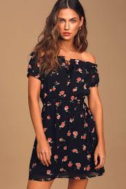 The prints, patterns and florals that adorn our dresses each represent an original work of art designed exclusively for peruvian connection. Black Floral Print Dress Off The Shoulder Dress Mini Dress Lulus