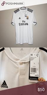 Adidas real madrid gray 2018/19 away replica jersey. Sold Men S Adidas Real Madrid Home Jersey Sz L Adidas Men Colorful Shirts Clothes Design