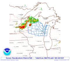 The watch area is typically large, covering numerous counties or even states. Storm Prediction Center Pds Severe Thunderstorm Watch 525