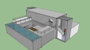 Large Preview Of 3d Model Of Shipping Container Dynamic Home With Courtyard Container House Building A Container Home Shipping Container House Plans