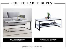 Restoration hardware rh coffee table 50x50x16 Pottery Barn And West Elm Coffee Table Dupes For Less Than 200 Red Soles And Red Wine