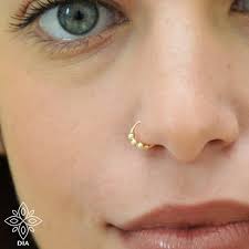 Nose Ring Solid 14k Gold Nose Earring Hoop Seamless Nose Etsy In 2021 Nose Earrings Nose Ring Gold Nose Rings