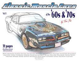 Various cars 4 per page. Muscle Cars Of The 60s And 70s Vol 1 Adult Coloring Book Etsy