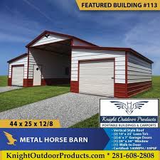 Be sure to check out all our styles of two car trussed garage plans. 2021 Eagle Carports 44 X 25 X 12 8 Metal Horse Barn Eg4225 Knight Outdoor Products