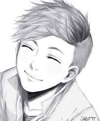 Anime Boy Black And White Outline Male Shaved Hair How To Draw Hair Drawings How To Draw Anime Hair