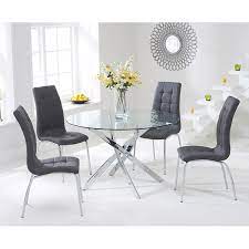 Satler 4 Person Dining Set Runder Esstisch Aus Glas Esstisch Glas Esszimmerstuhl