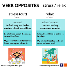 Verb Opposites Stress Relax Learn English Words English Language Learning Learn English