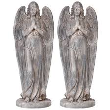 Adorned with a butterfly resting on her arm and a lovely flower crown upon her head, this collectible statue can be. Goddess Mercy Praying Angel Statue Set 2 Design Toscano