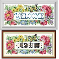 The pdf file of the pattern will be available for instant download once payment is confirmed. Welcome Or Sweet Home 56x27cm 11count Aida Printed Stamped Cross Stitch Complete Set Shopee Philippines