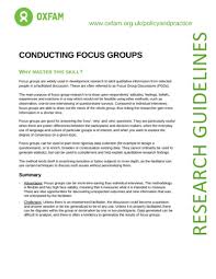 Published on march 21, 2019 by shona mccombes. Conducting Focus Groups Oxfam Policy Practice