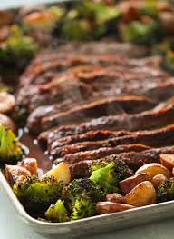 Sheet Pan Flank Steak And Vegetables Recipe Flank Steak Recipes Food Sheet Pan Dinners