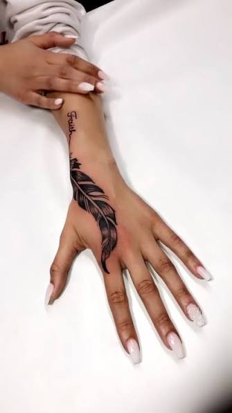 Feather Finger Tattoo Designs