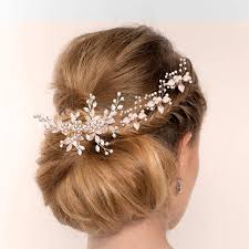 Amazon.com : 5 Rhinestone Hair Pins with Artificial Pearl Flower Leaves  Hair Barrette for Wedding Hair Accessories (Light Rose Gold) : Beauty &  Personal Care