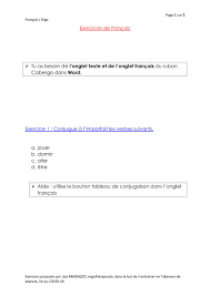 Exercice de francais cm1 conjugaison. Un Exercice De Francais