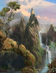Jungle Waterfall In Photoshop Fantasy Landscape Landscape Paintings Beautiful Paintings Of Nature