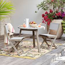 Portside Outdoor Folding Textilene Bistro Chair Weathered Gray West Elm Outdoor Patio Furniture Sets Outdoor Furniture Collections Outdoor Patio Decor
