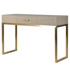 Monroe Taupe Shagreen Gold Console Table Leather Console Table Hall Console Table Shagreen Furniture