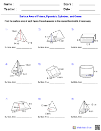 Area, lateral & surface area, & volume name you may use your formula sheet on the test! Geometry Worksheets Surface Area Volume Worksheets